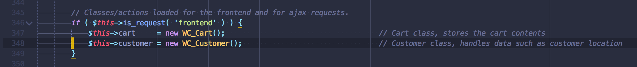 customer only declared on wc object if it’s a frontend request