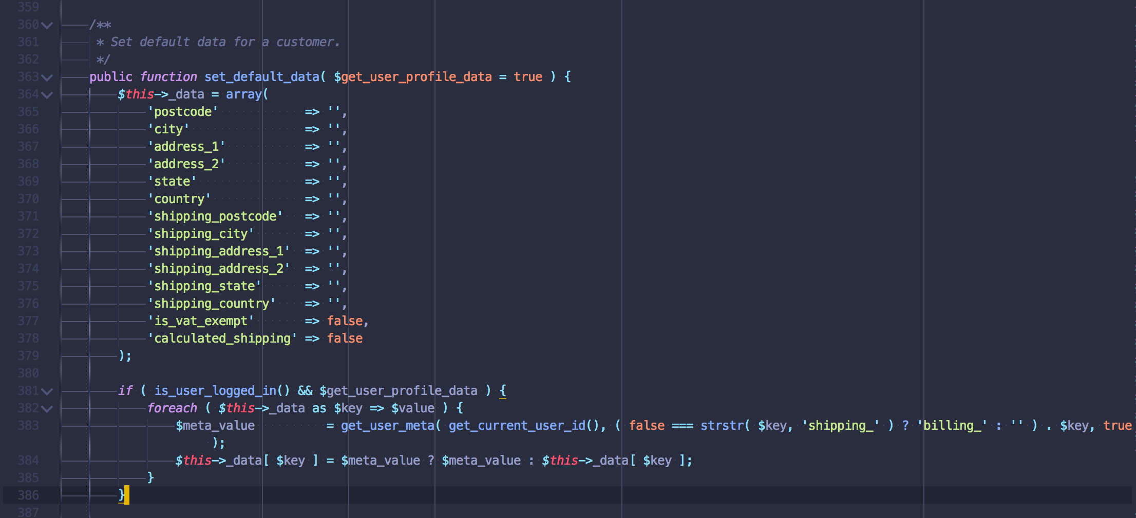 default data for WC_Customer is based on currently logged in user