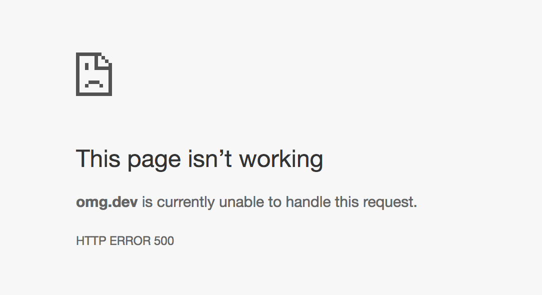 chrome displays a sad face as yet again there is an error