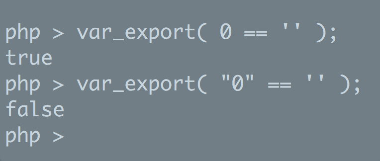 the number zero equals empty string. The string zero does not equal empty string