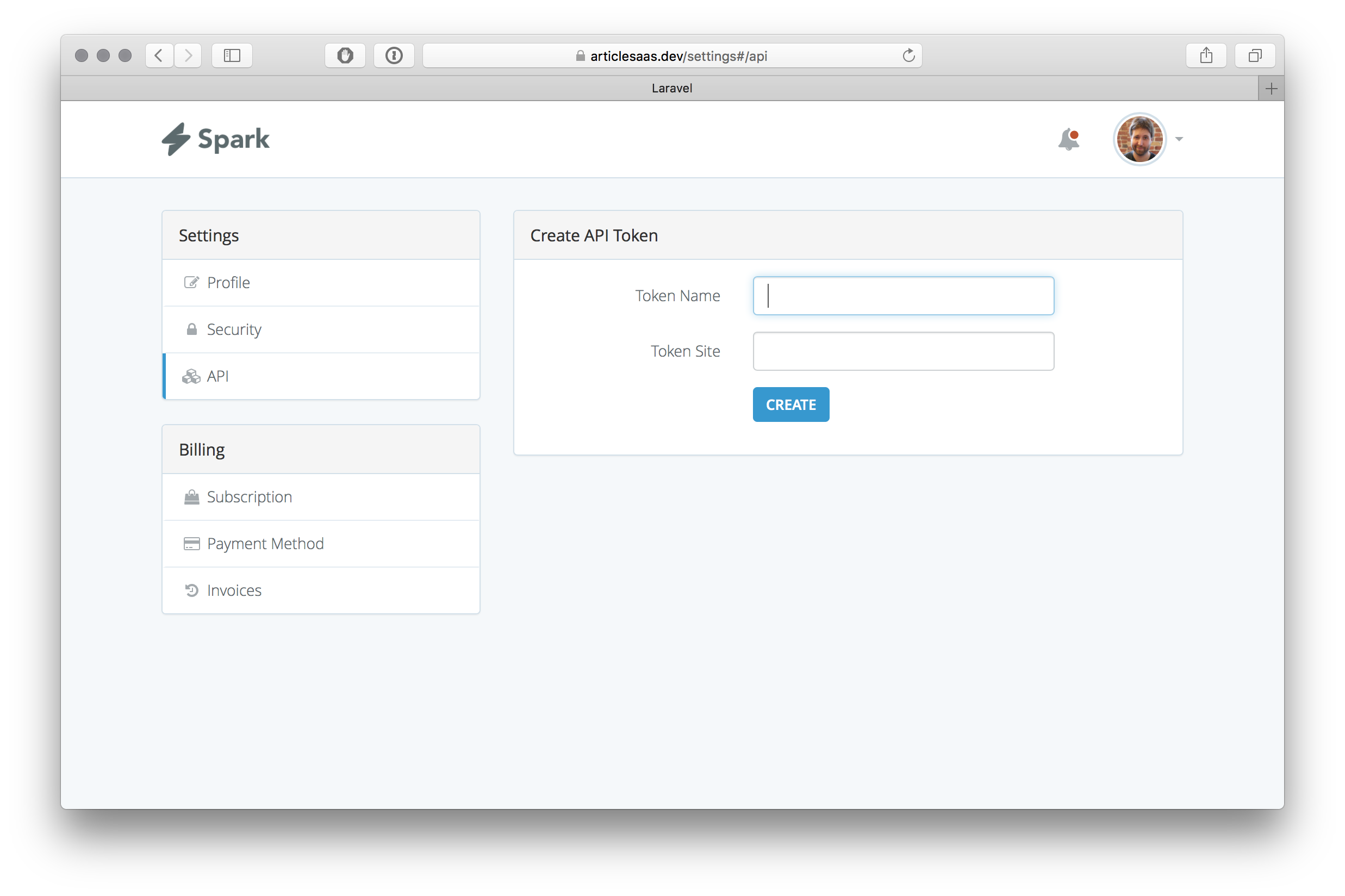 create API with site field
