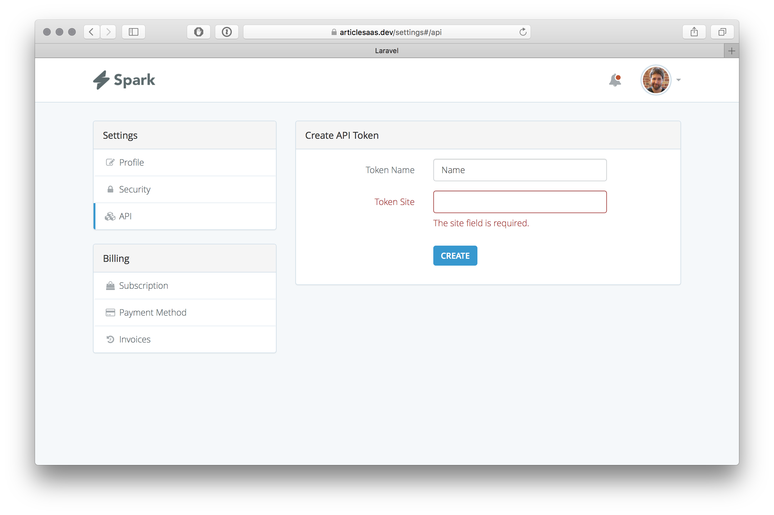 required throws an error