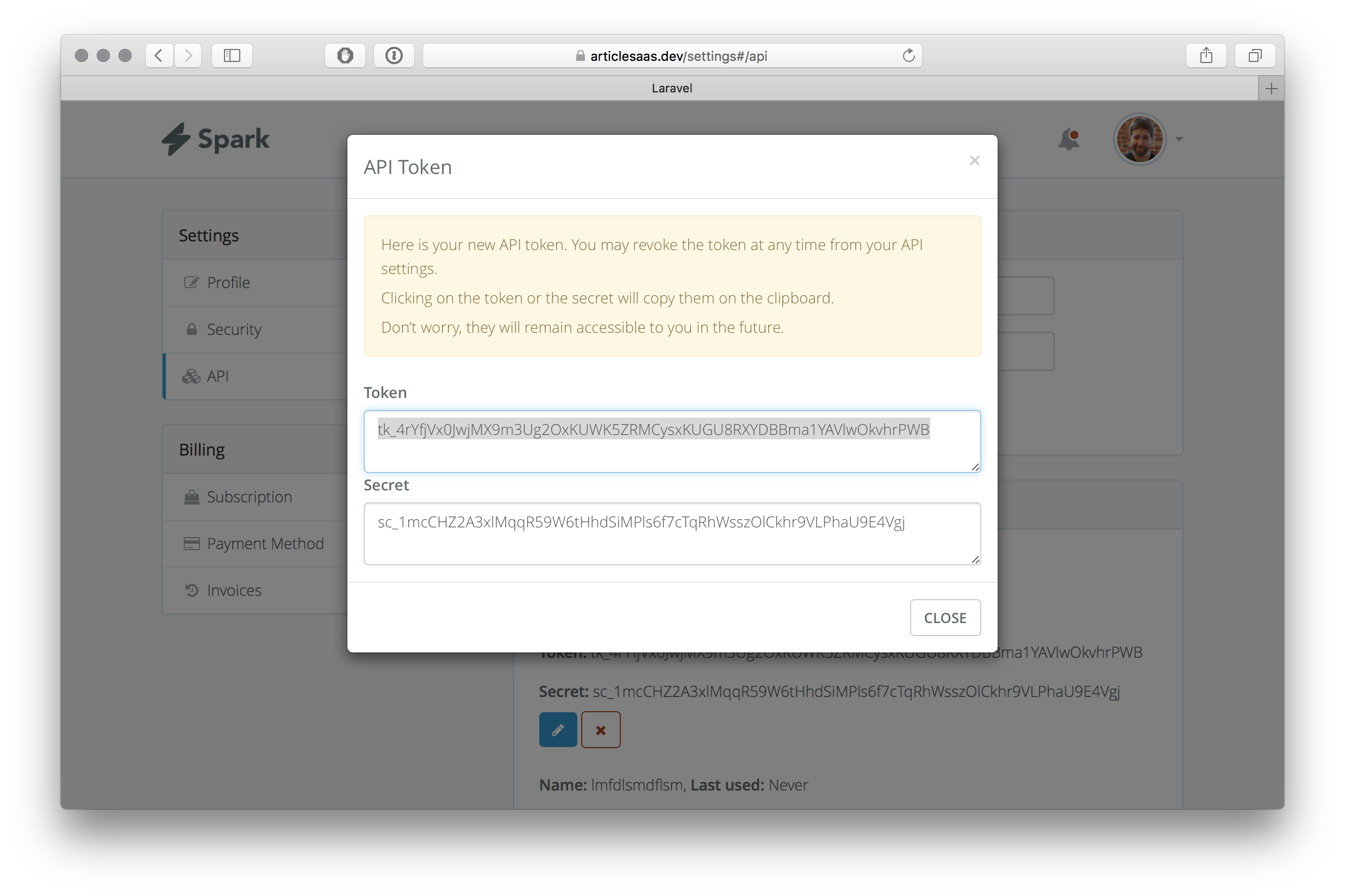 labels for token and secret present 