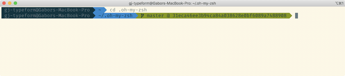 Prompt showing the branch name, @ symbol, and the long revision ID.