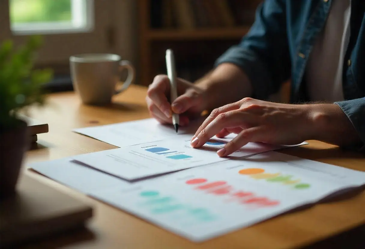 Creator at their desk choosing between platform cards labeled with simplified, icon-style platform strengths