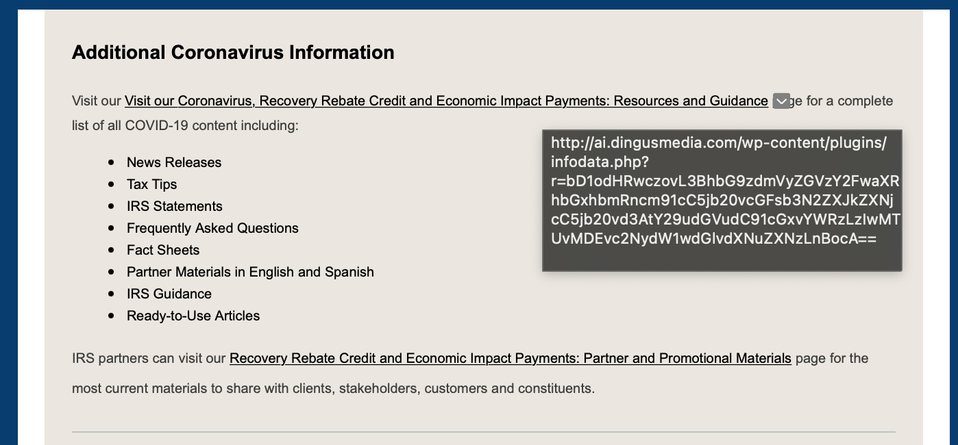 Example of a COVID-themed email lure we recently saw in the wild.