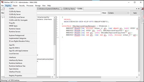Figure 5
Figure 5. OleView.NET can be used to inspect COM registrations and interface definitions.