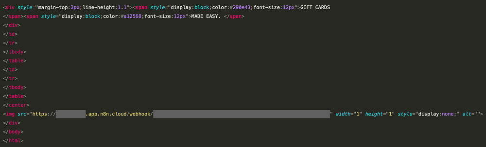 HTML source snippet of email (Source :Cisco Talos).