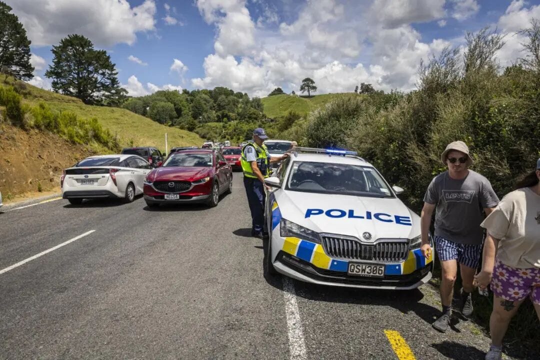 Police patrolling the Leslie Road entrance to the Blue Spring earlier this year.
