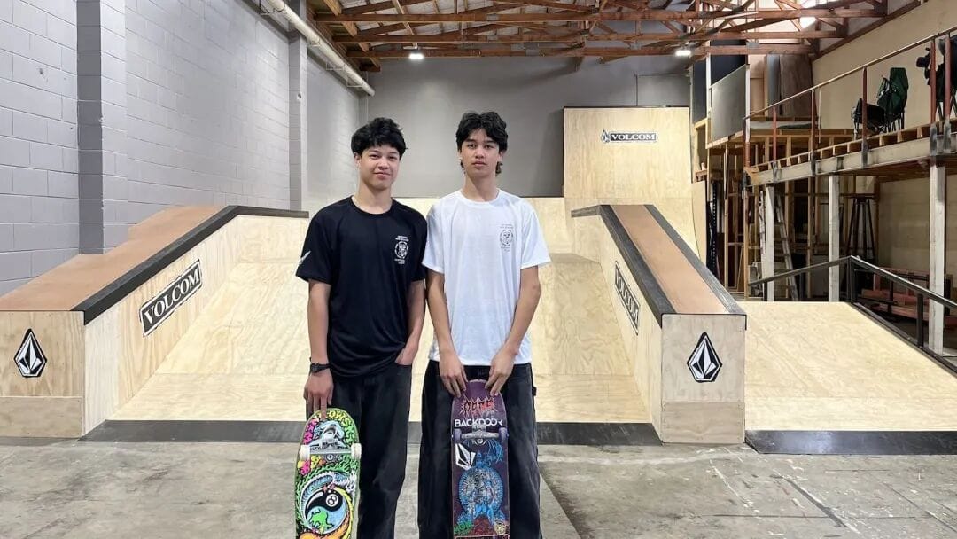Rotorua brothers Gabriel (left) and Dante Temara are chasing their dream of skateboarding at the 2028 Los Angeles Olympics. Photo / Annabel Reid