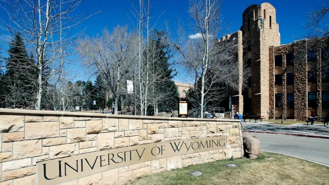 A University of Wyoming sign seen on the campus in Laramie, Wyo., in March 2012.