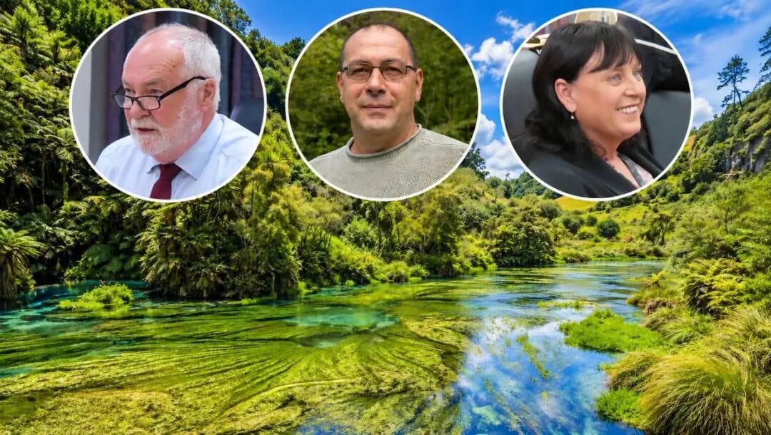 South Waikato District councillors, from left, Dave Shaw, Zed Latinovic and Kerry Purdy want the Blue Spring - Te Waihou Walkway temporarily closed.