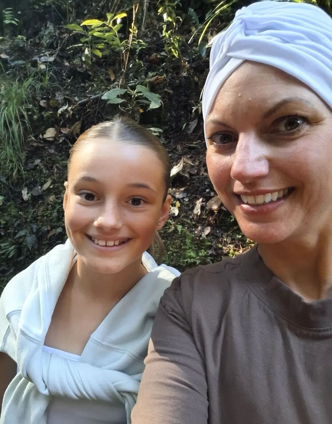 Jay Findlater (right) says her cancer journey has been tough on her kids, including 10-year-old Danielle Meagher.
