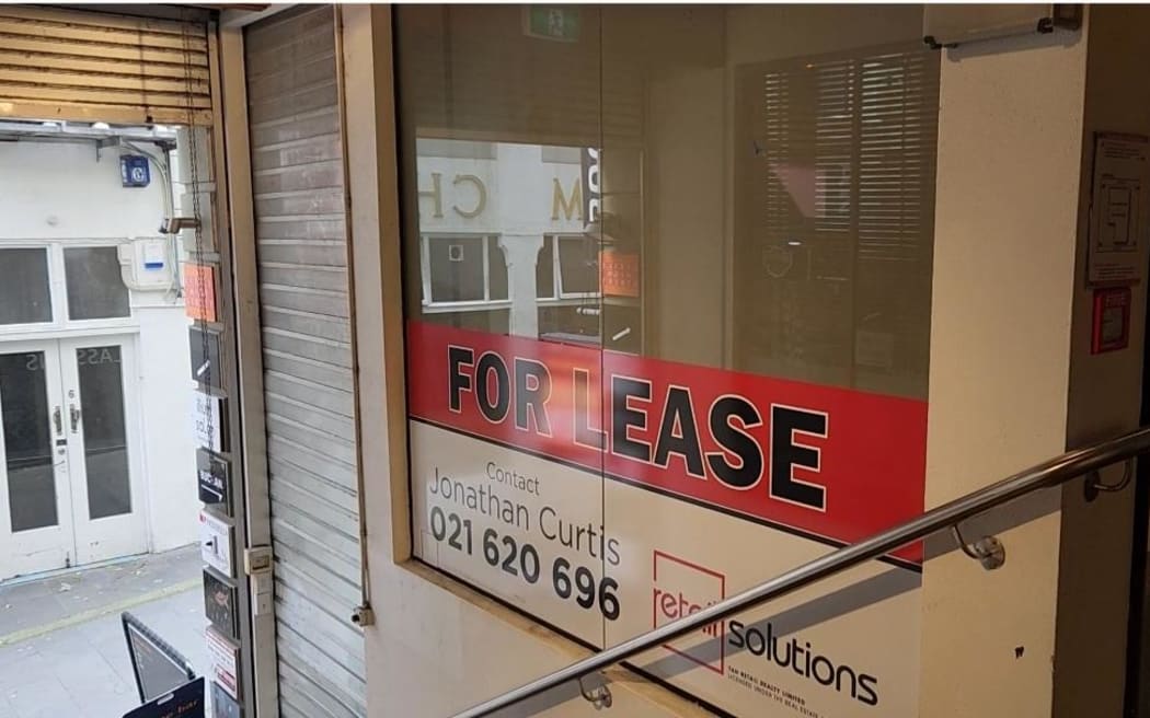 Empty shops in downtown Auckland.