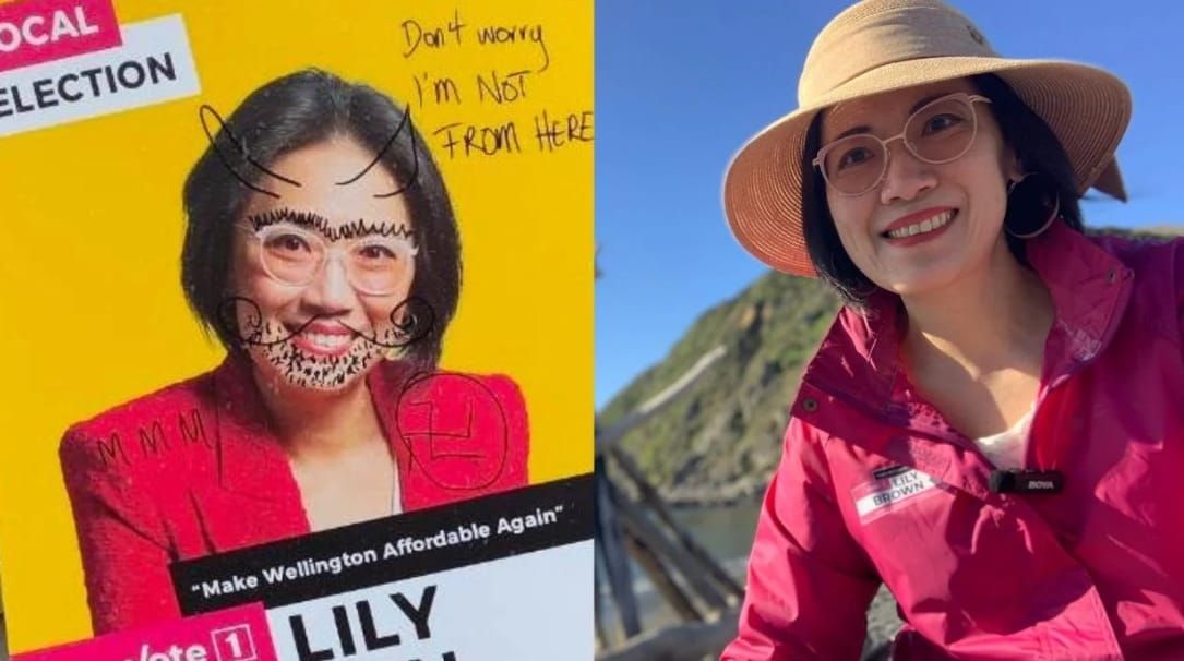 华人广告牌在新西兰遭种族主义涂鸦