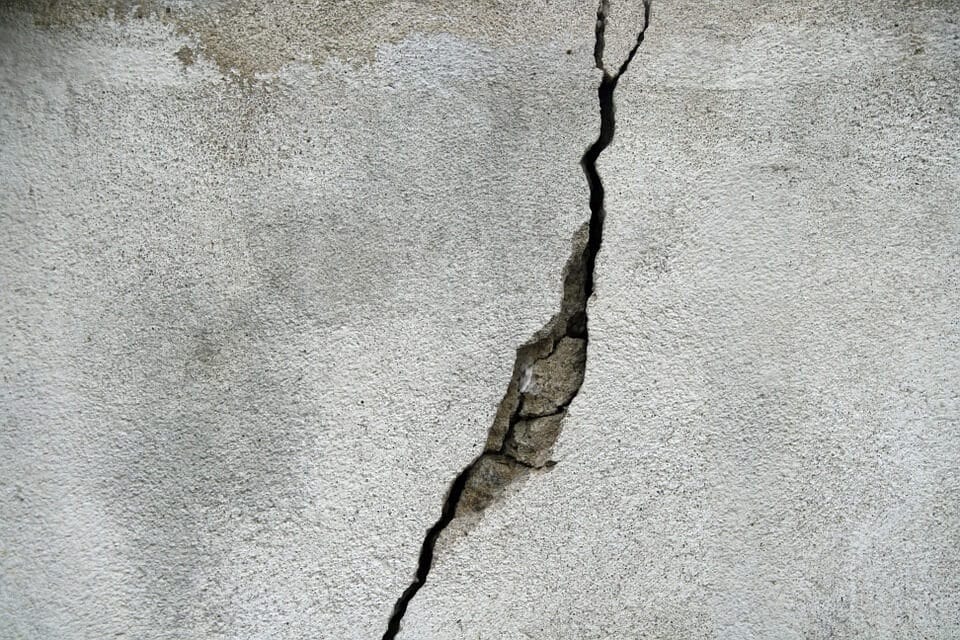 Concrete crack deteriorating over time