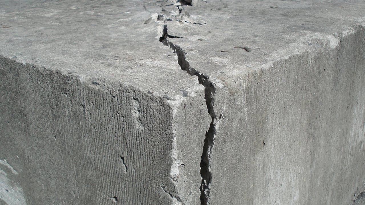 Crack on a concrete block