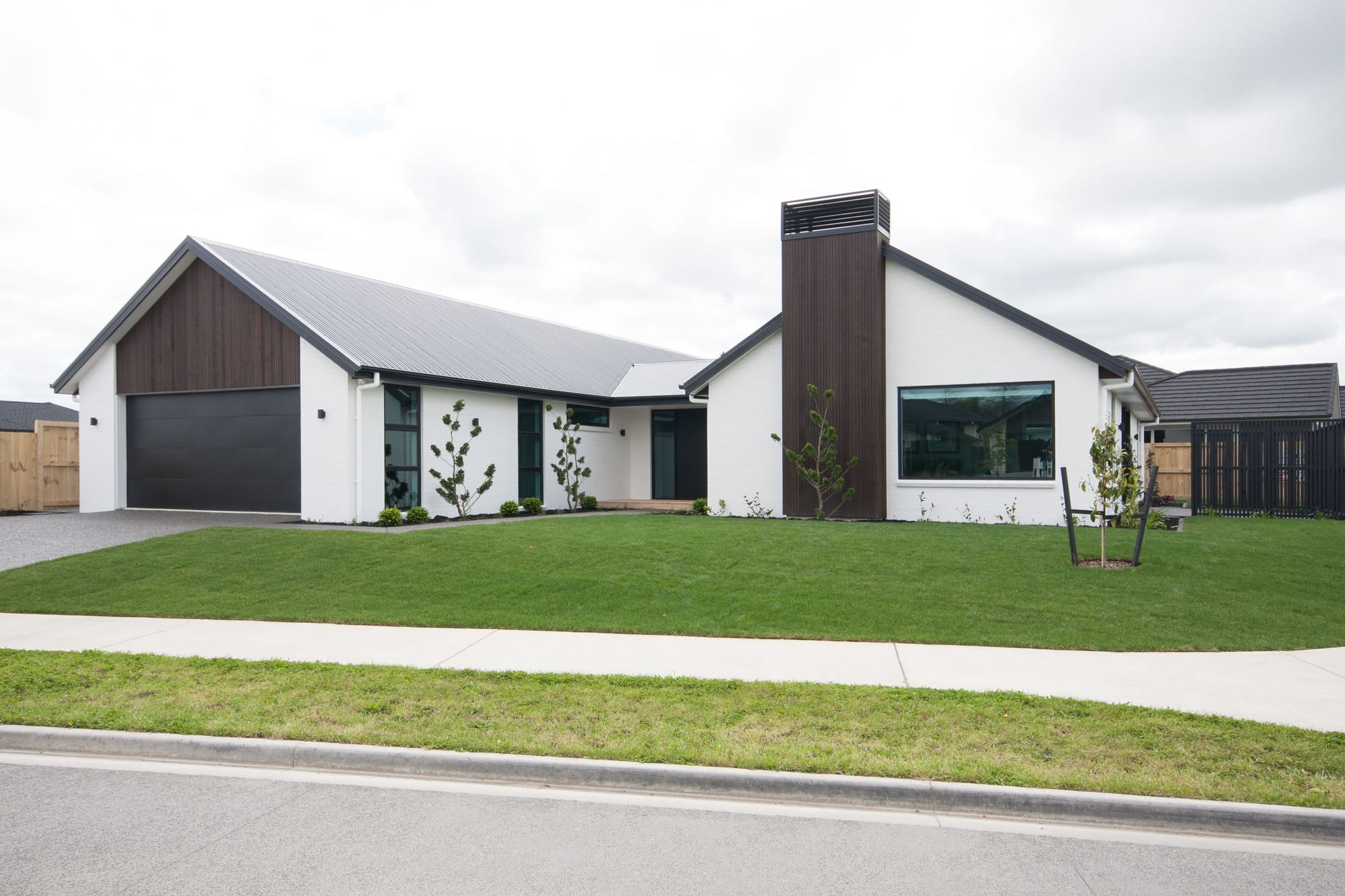 Modern house with full gable shown