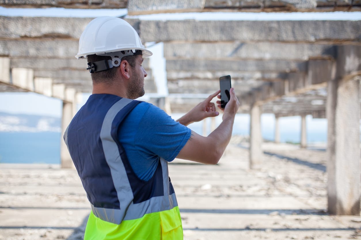 A builder at the beach