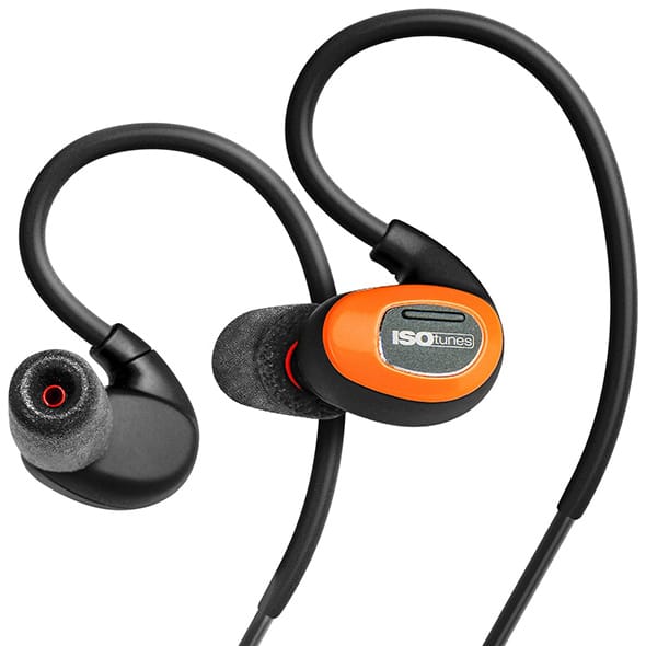 Isotunes Bluetooth Earbuds in safety orange