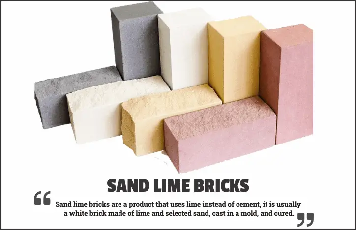 Examples of sand lime bricks in different colours