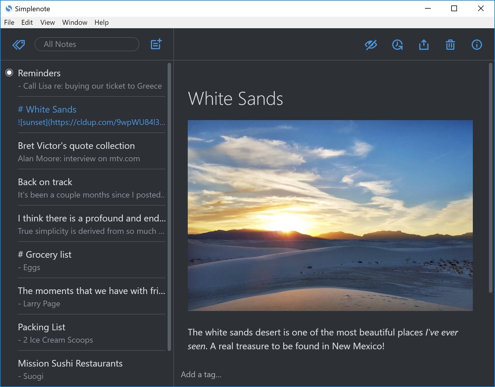 Simplenote taking software