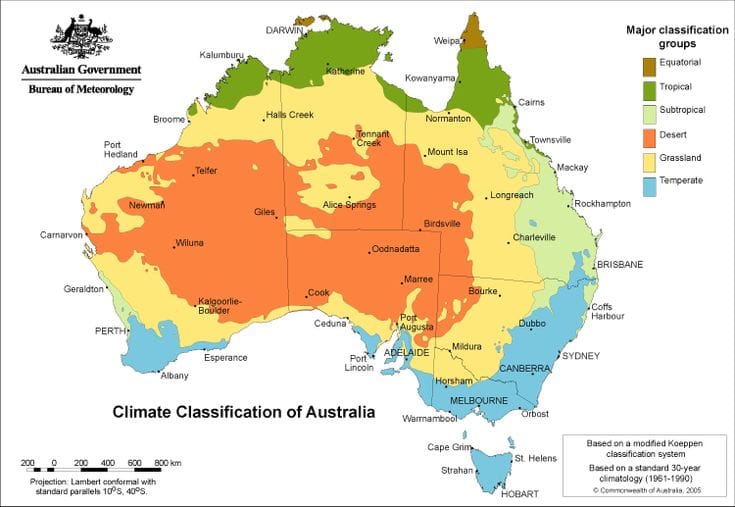 Climate Classification of Australia Map