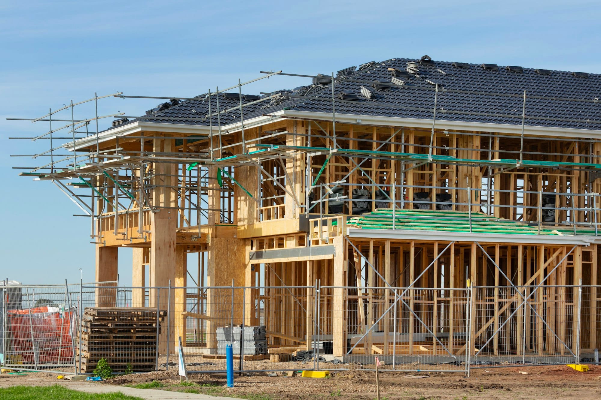 A new house is being framed