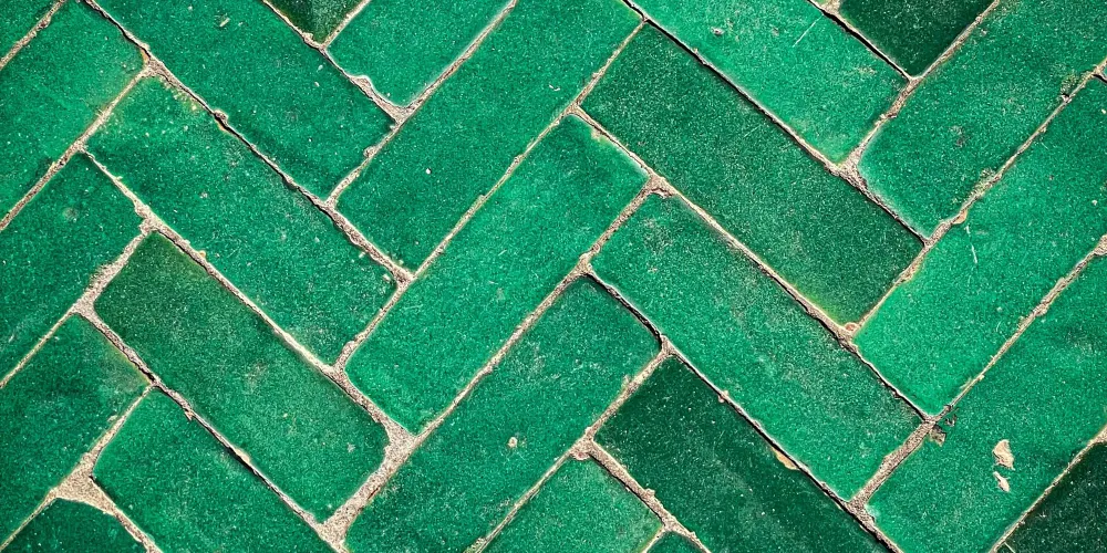 Green floor tiles