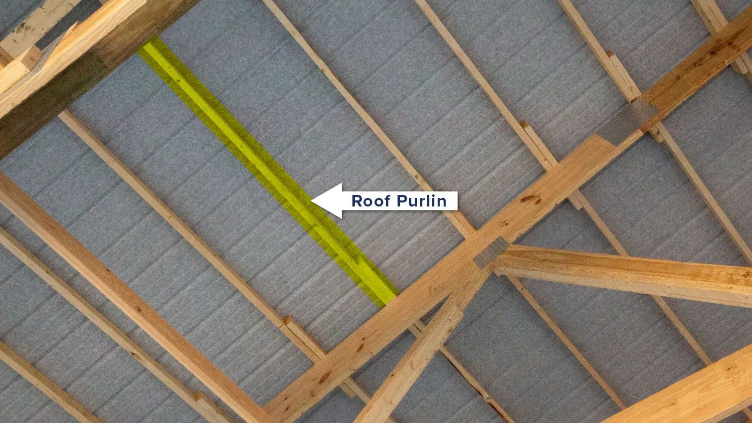 Roof purlin between 2 trusses 