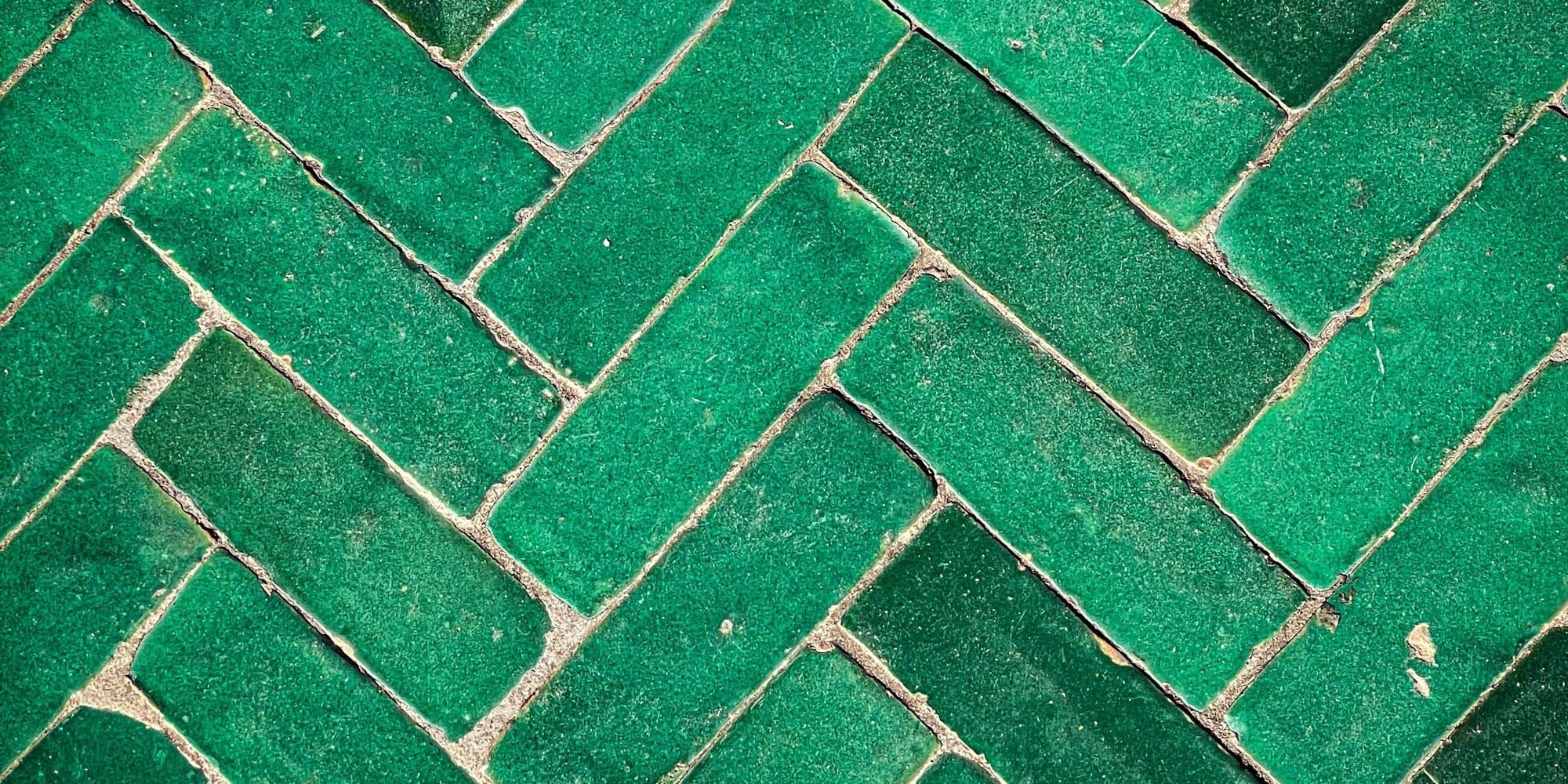 Green floor tiles