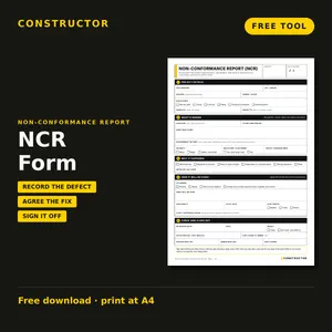 NCR Form (Non-Conformance Report) cover