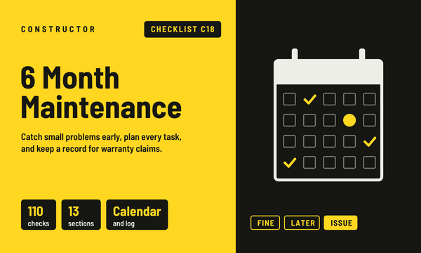 Constructor C18 6 Month Maintenance checklist: a maintenance calendar