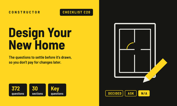 Constructor C20 Design Your New Home checklist: a floor plan and pencil