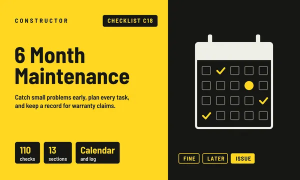 Constructor C18 6 Month Maintenance checklist: a maintenance calendar