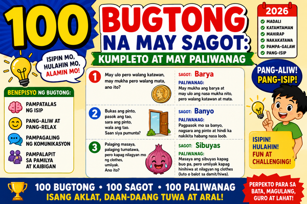 100 Bugtong Na May Sagot: Kumpleto at May Paliwanag (2026)