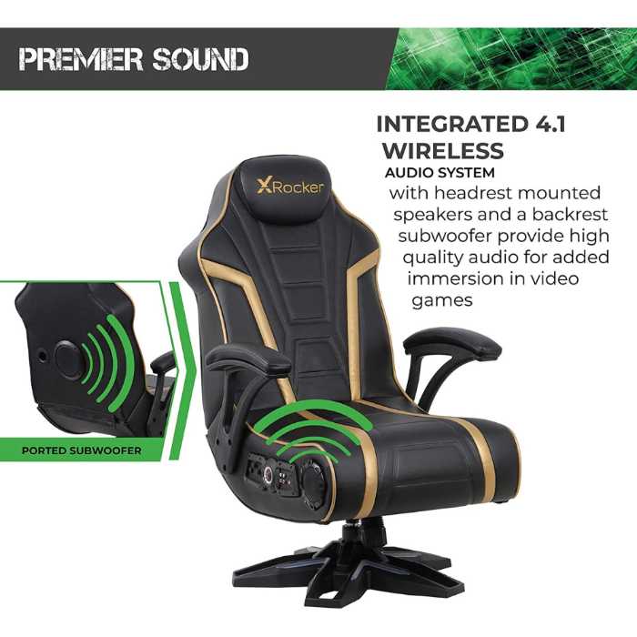 X Rocker 5152301 Black/ Gold Pedestal Wireless Gaming Chair