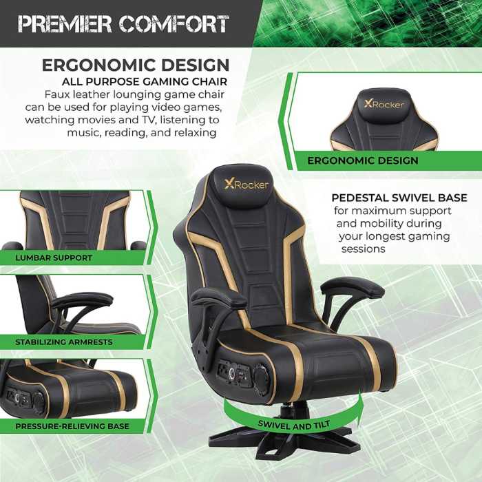 X Rocker 5152301 Black/ Gold Pedestal Wireless Gaming Chair