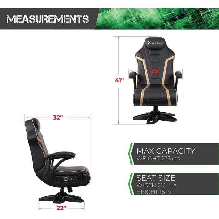 X Rocker 5152301 Black/ Gold Pedestal Wireless Gaming Chair