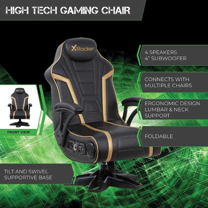 X Rocker 5152301 Black/ Gold Pedestal Wireless Gaming Chair