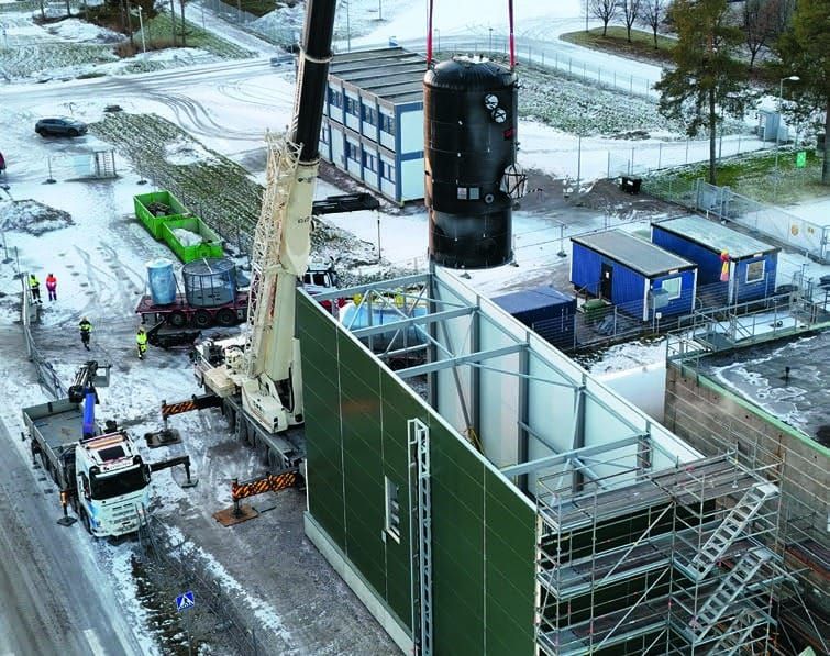 CT Industrialin energiantuotantolaitoksen työmaa ylhäältä kuvattuna