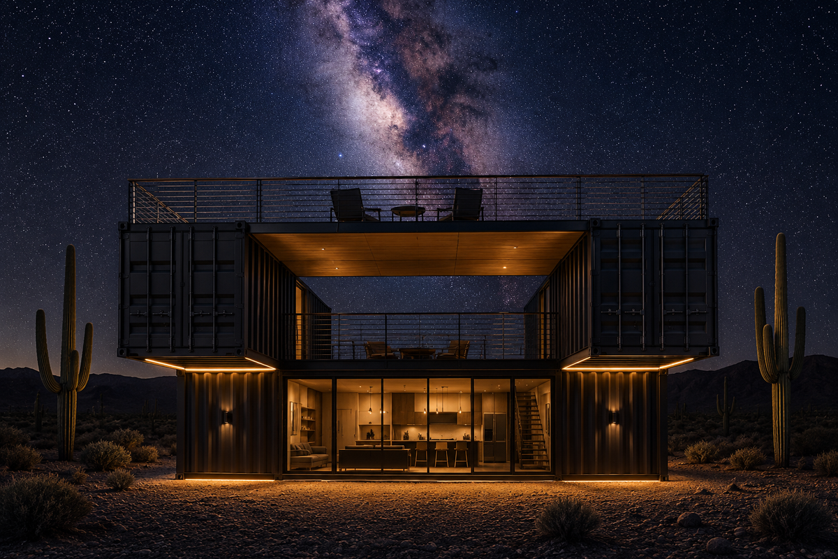 1920sqft 4BR 2BA Two-Story Shipping Container Home with Rooftop Deck — $50k