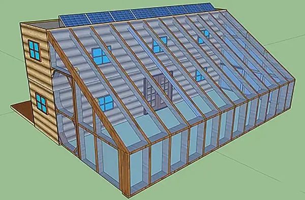 640sqft Solar Powered Shipping Container Cabin with Greenhouse For $25k
