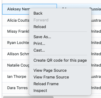 Browser Context menu without MenuModule