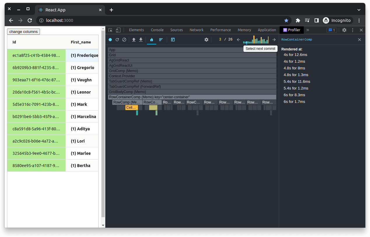 Cell renderers profile