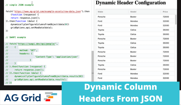 Dynamically Creating AG Grid Columns From JSON