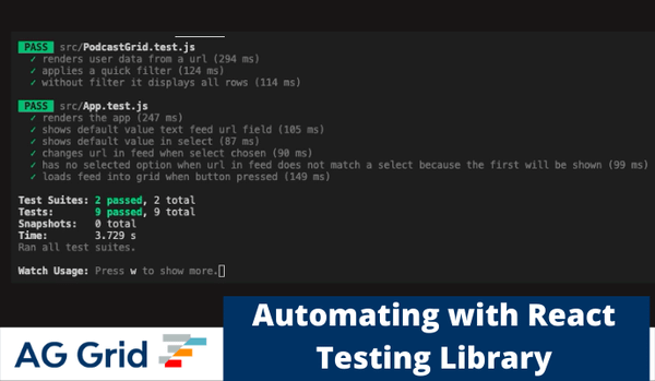 Using React Testing Library with AG Grid