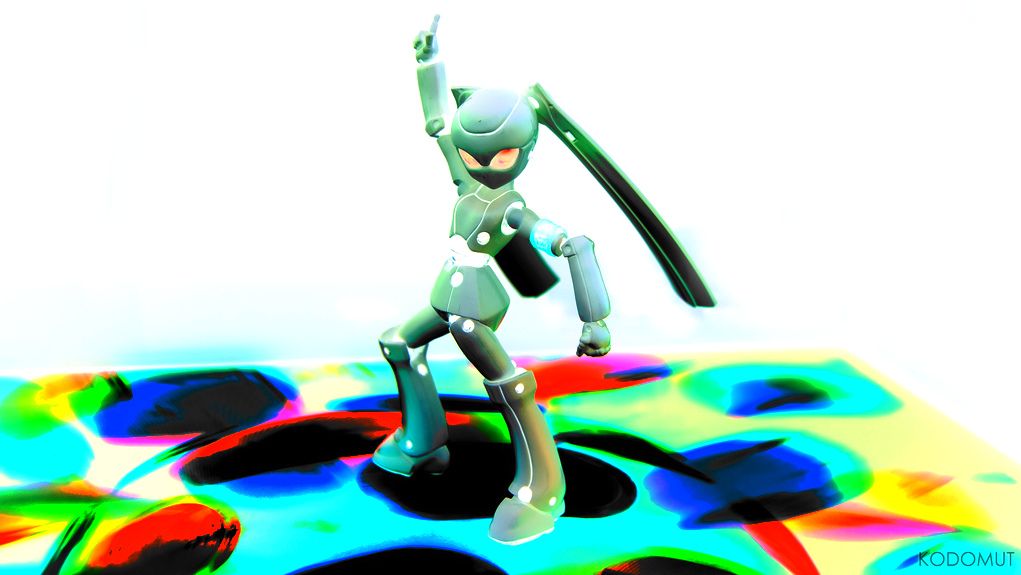 a changeling being dancing on a multi-color psychedelic floor