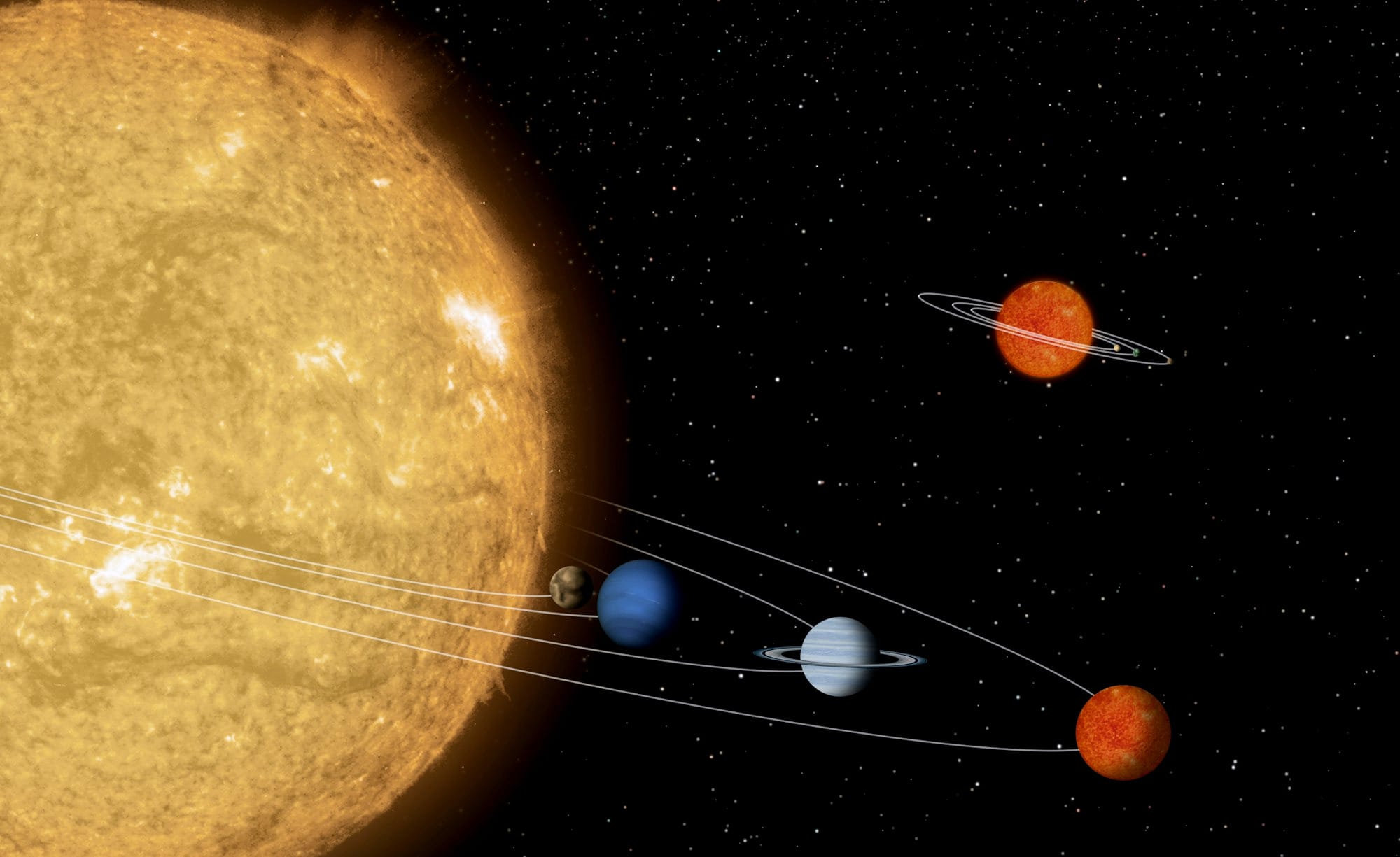 an artist's rendering of the solar system