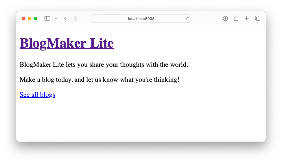 Title, blurb, and link, all wit default styling